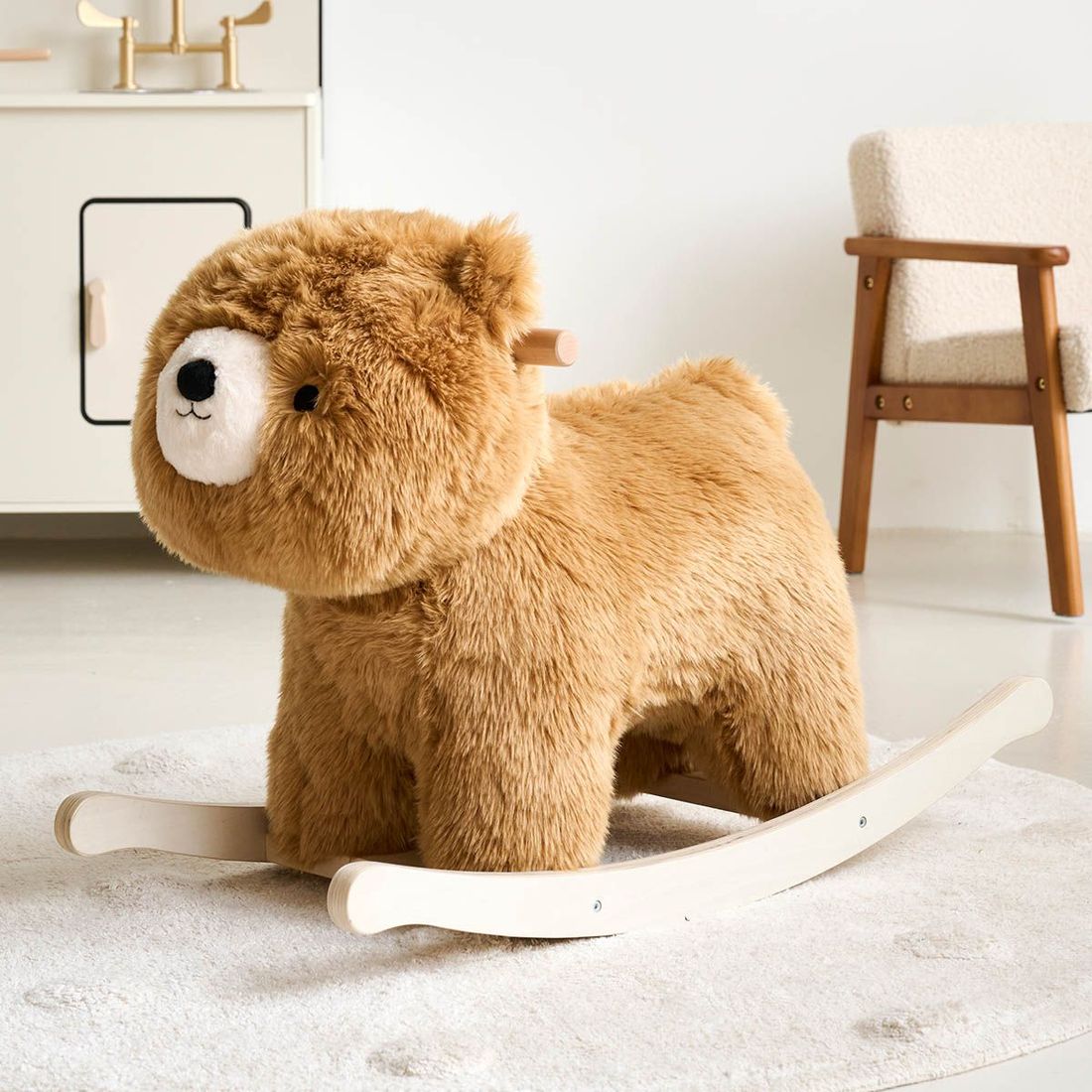Petite Amélie | Cheval à bascule Ours | Peluche en bois certifié FSC | Marron et blanc | Jouet d'éveil pour enfant collection Forêt (Petite Amélie) - Couverture