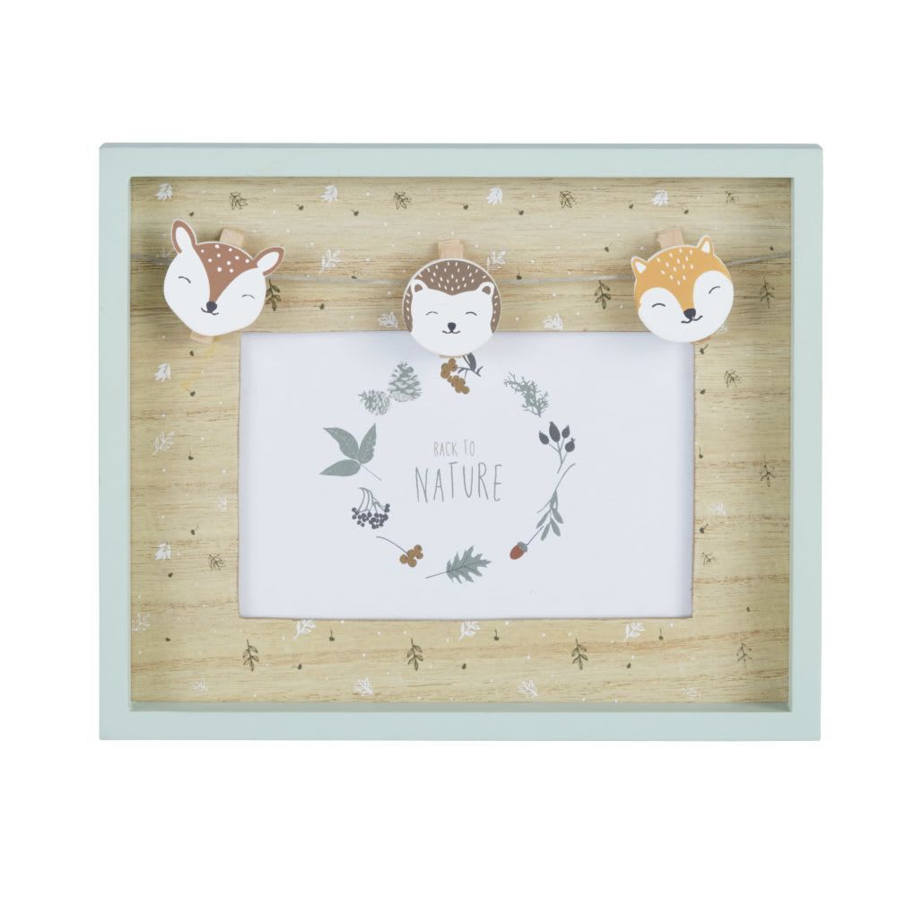 Cadre photo animaux vert sauge, beige et orange 13x9 (Maisons du Monde) - Couverture