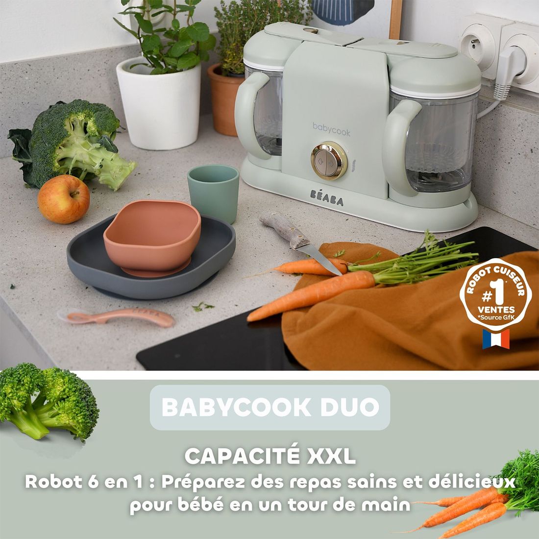Pack Robot cuiseur Babycook® Duo + Lot de cuillères 1er âge silicone (Béaba) - Image 1