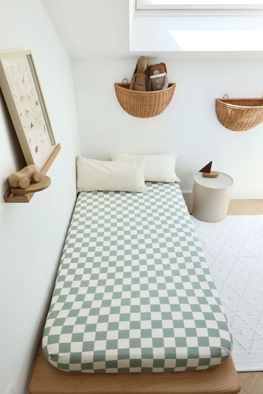 Drap Housse Damier Céladon (Mezamé Paris) - Image 2
