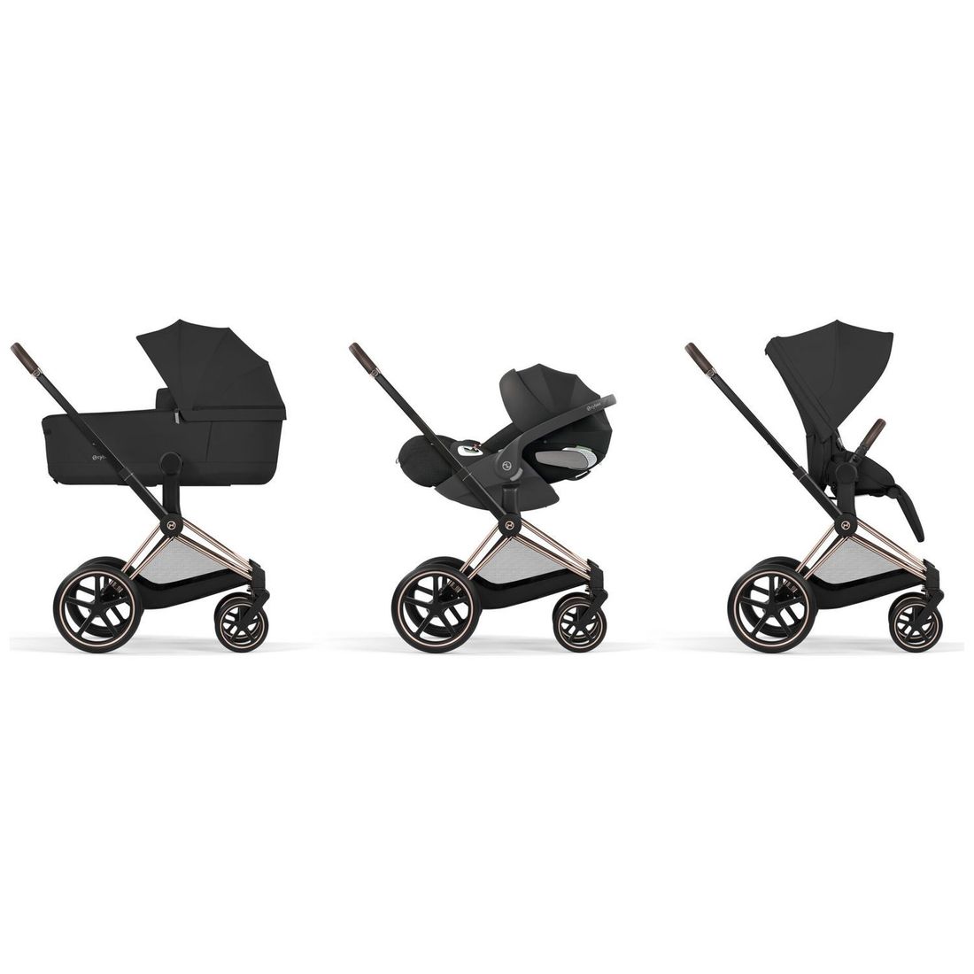 Duo PRIAM 2026 Poussette tout-terrain avec nacelle pliable et Châssis Rose Gold Sepia Black (Cybex) - Image 7