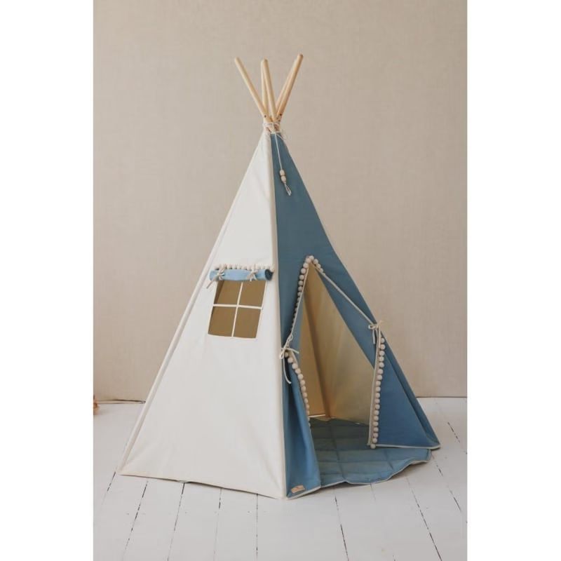 Tente tipi avec pompoms et tapis jeans (Moi Mili) - Image 3