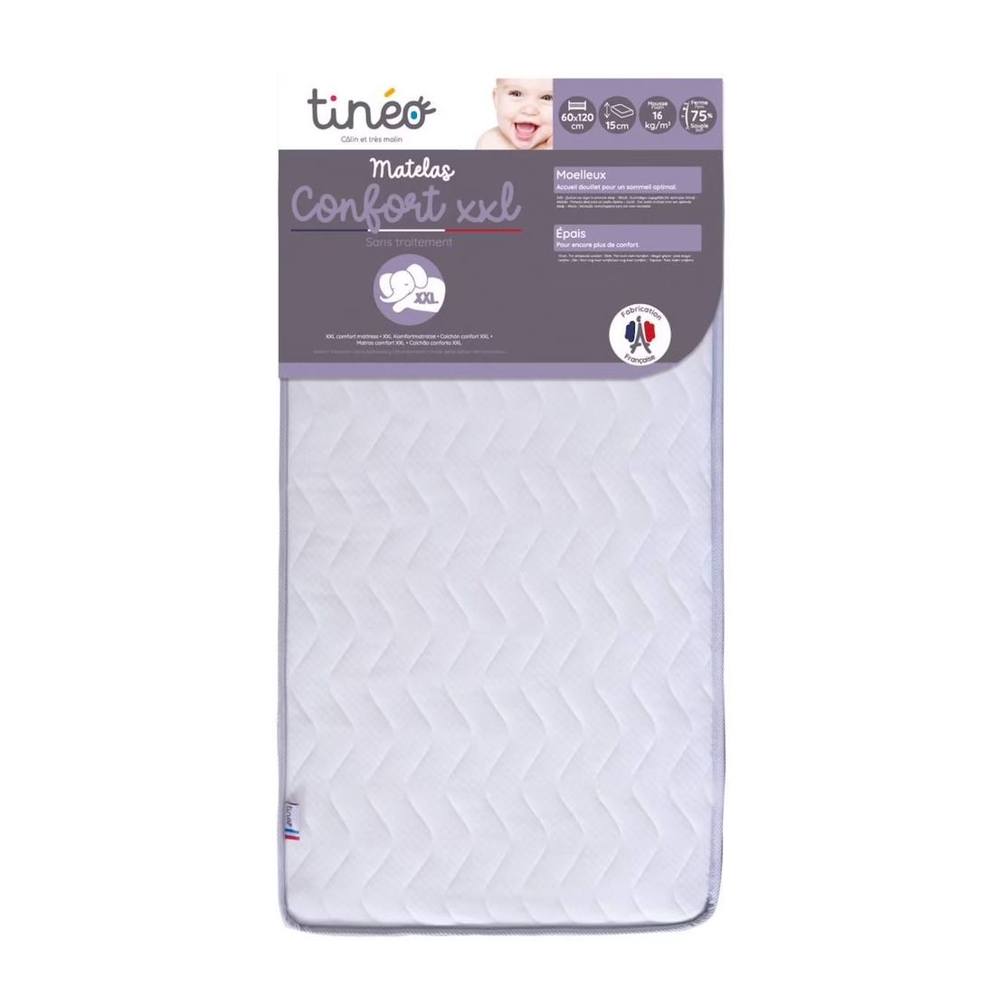 Matelas Bébé Confort Xxl - Epais Et Moelleux Blanc (Tinéo) - Image 2