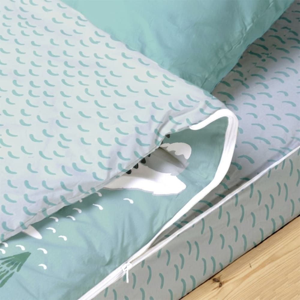 Parure de lit enfant caradou® sans couette motif igloo 90x190cm (Bleu Câlin) - Image 2