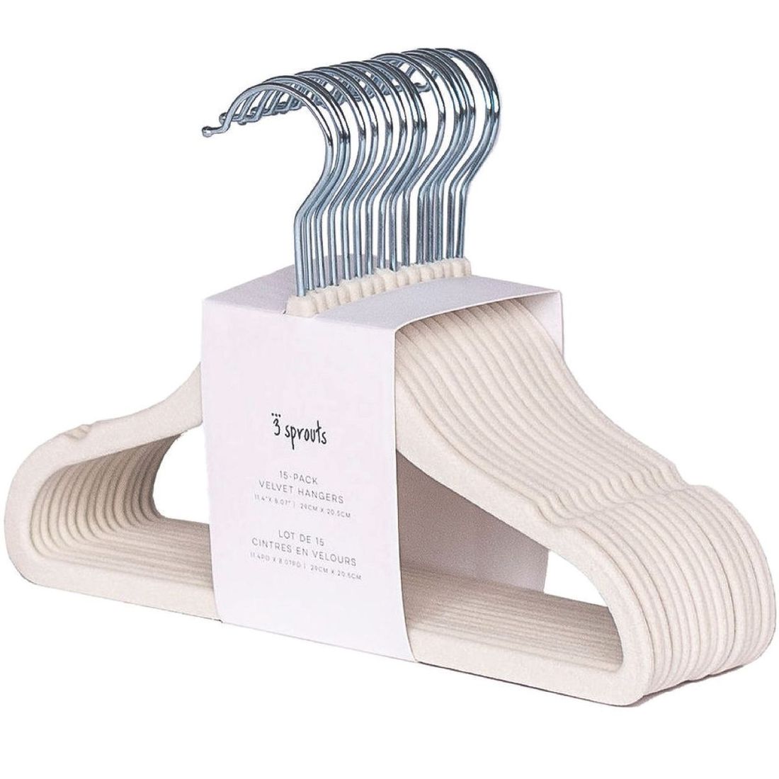 Lot de 15 cintres en velours crème (3 sprouts) - Couverture