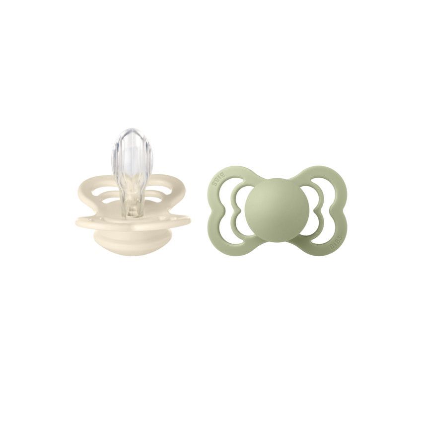 SUCETTE SILICONE BIBS Sucettes Supreme en silicone 6-12m Ivory/Sage - Vert (Bibs) - Image 1