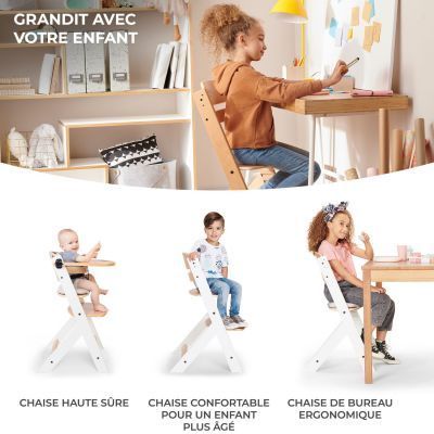 Chaise haute évolutive Enock avec coussin Natural-White (Kinderkraft) - Image 2