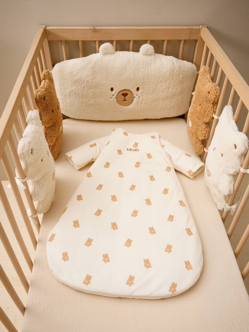 Tour de lit / Tour de parc coussins PETIT OURS vanille (Vertbaudet) - Image 1