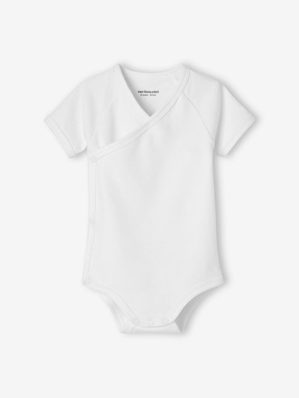 Lot de 5 bodies manches courtes bébé ouverture naissance BASICS lot ivoire (Vertbaudet) - Image 1