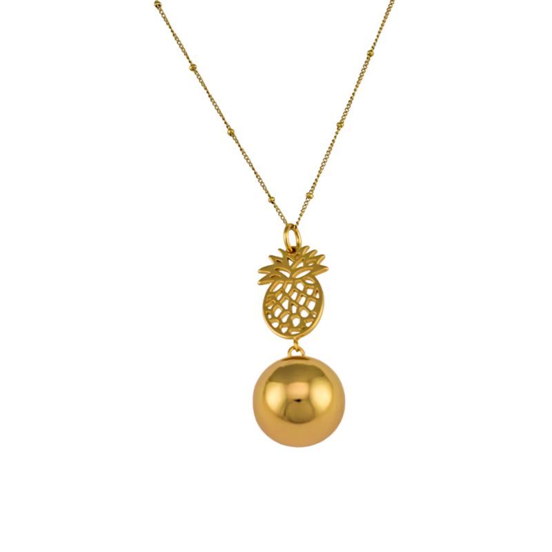 Bijou de grossesse bola avec chaîne - ananas or (Babireva) - Image 2