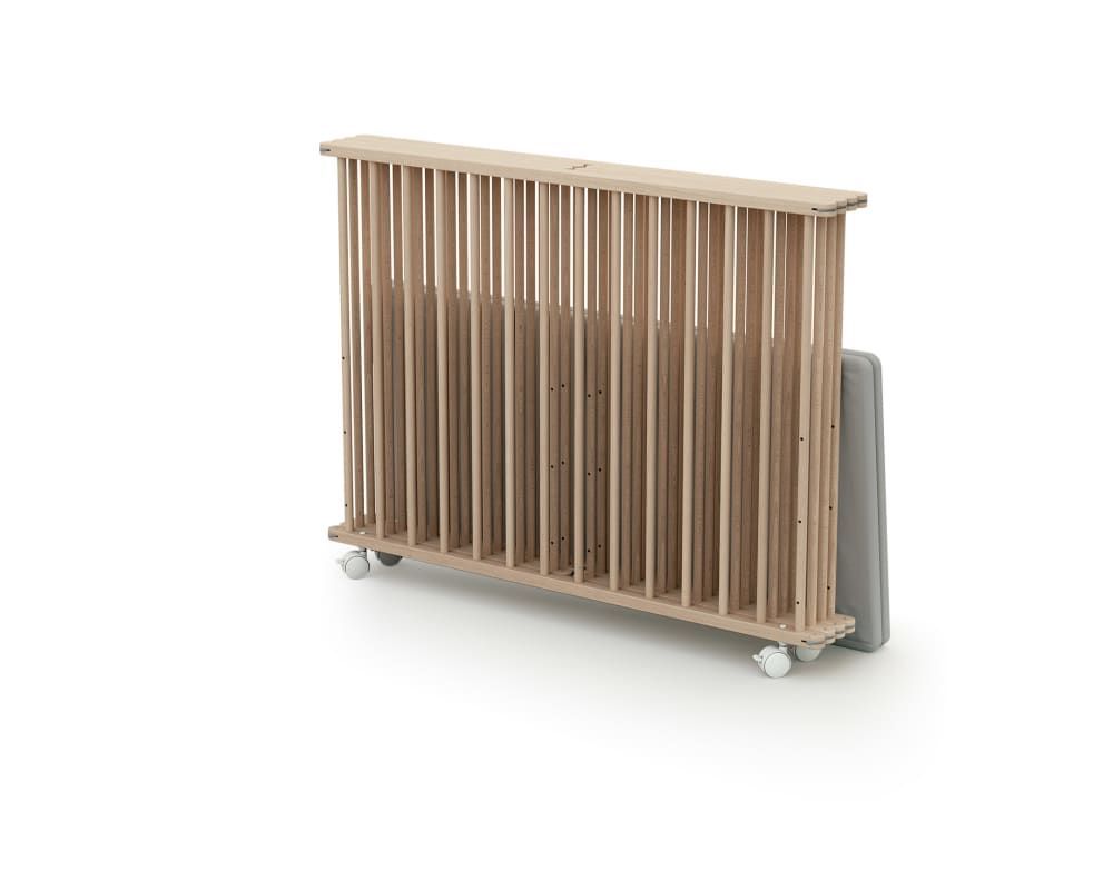 Parc bébé pliant en bois hêtre brut 100 x 100 cm (Webaby) - Image 1
