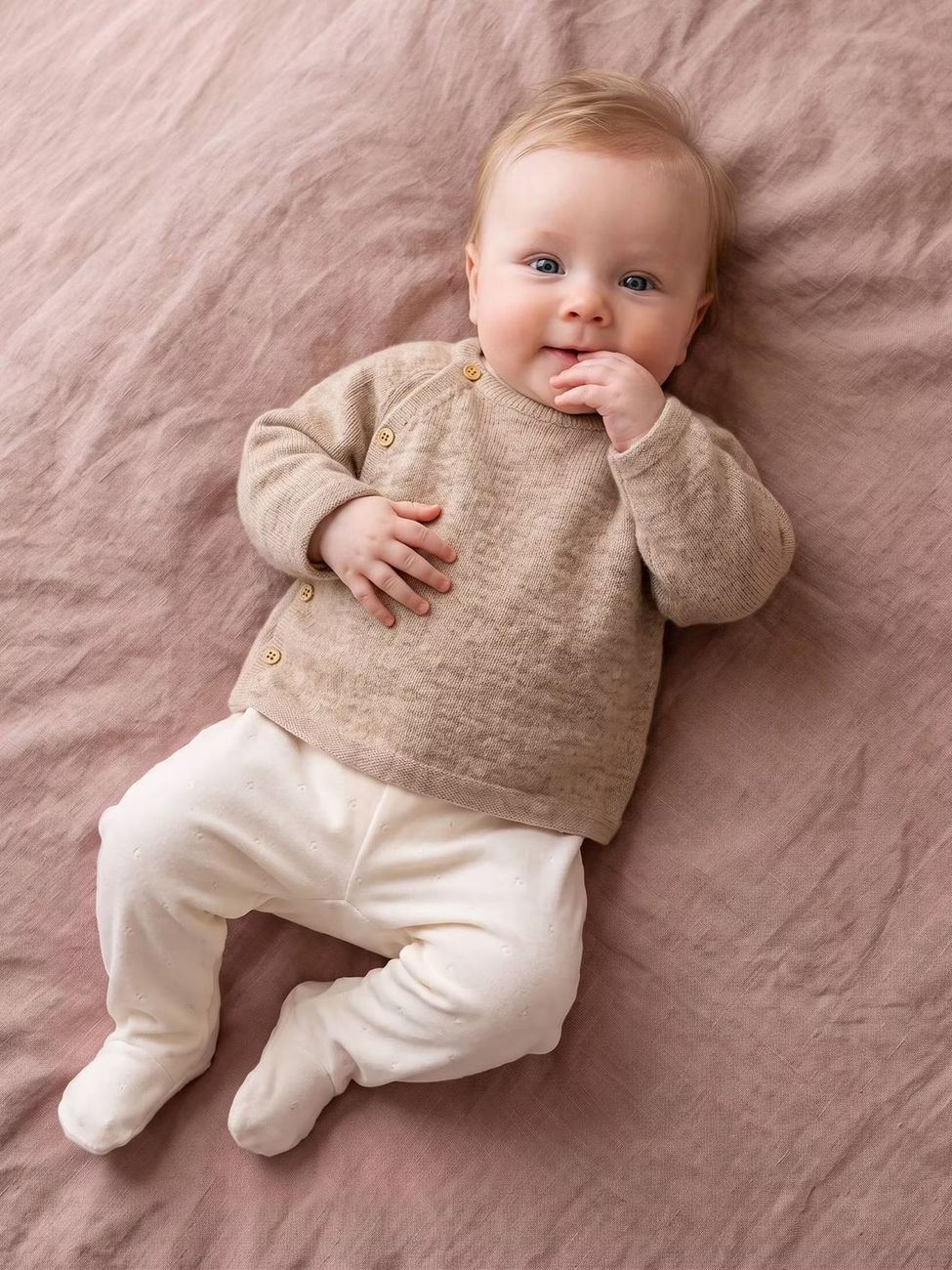 Ensemble naissance 3 pièces personnalisable beige chiné (Vertbaudet) - Image 1