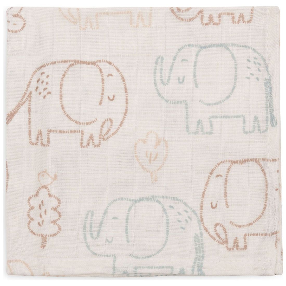 Lot de 3 mini langes en gaze de coton Elephant Tales (31 x 31 cm) (Jollein) - Image 5