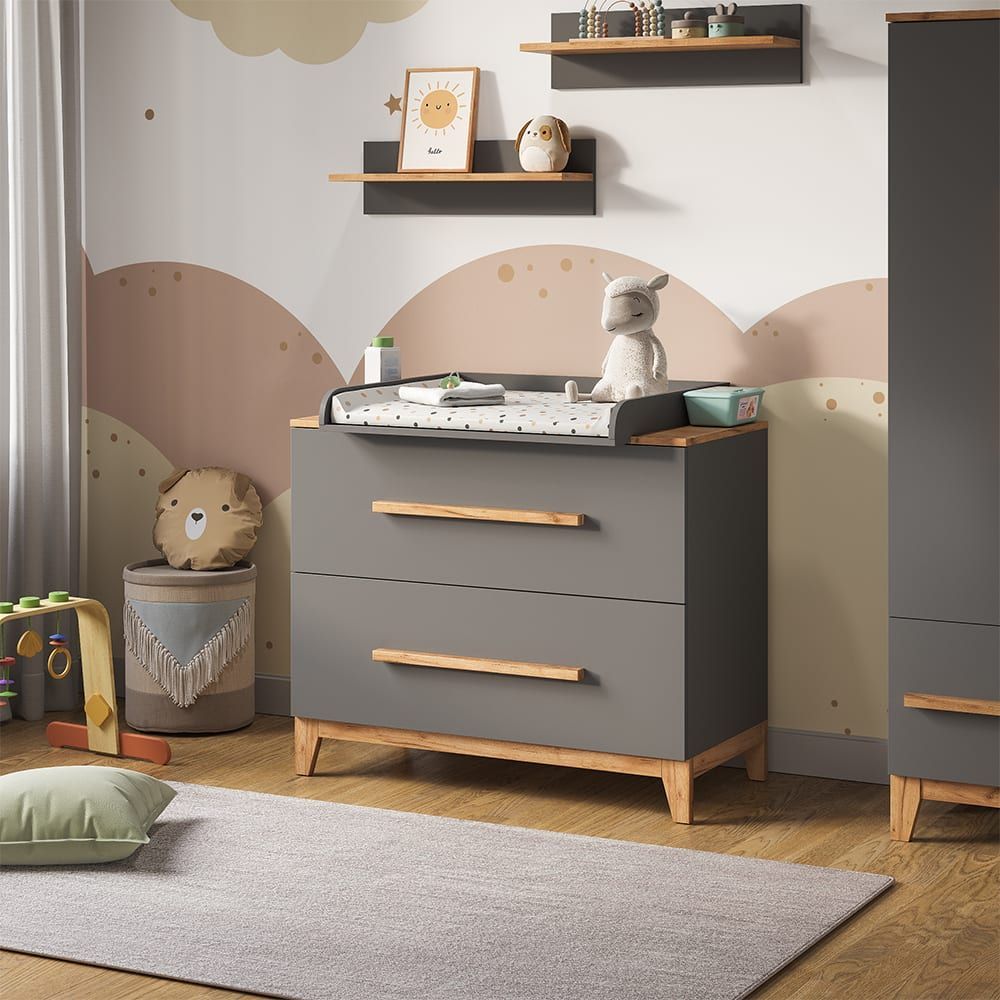 Table à langer avec plan à langer gris/artisan 108x98cm (VitaliSpa®) - Image 1