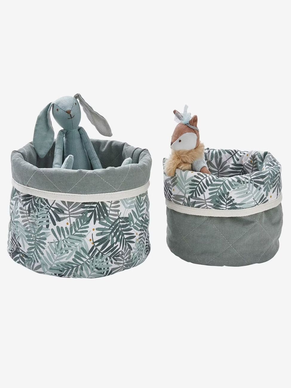 Lot de 2 petits paniers de rangement réversibles HANOÏ beige (Vertbaudet) - Couverture