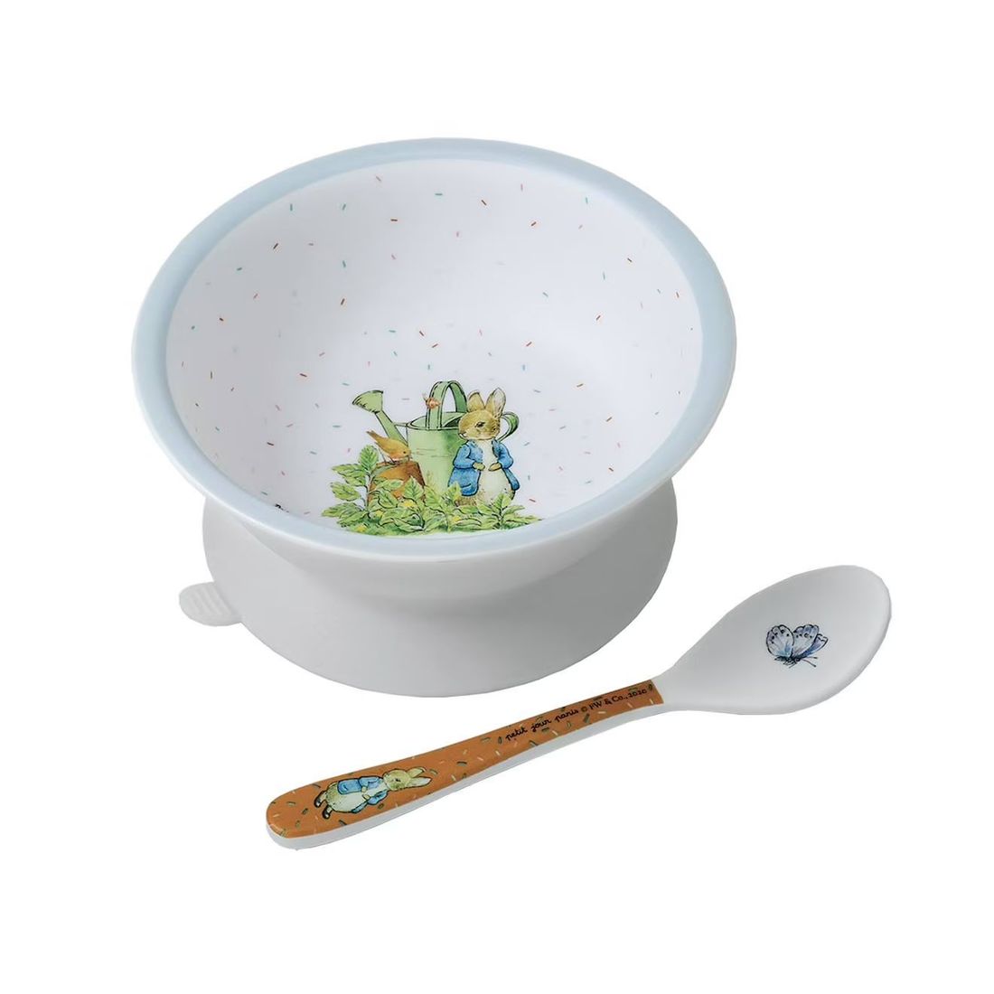 Bol Ventouse Avec Cuillère Pierre Lapin Blanc (Petit Jour) - Image 1
