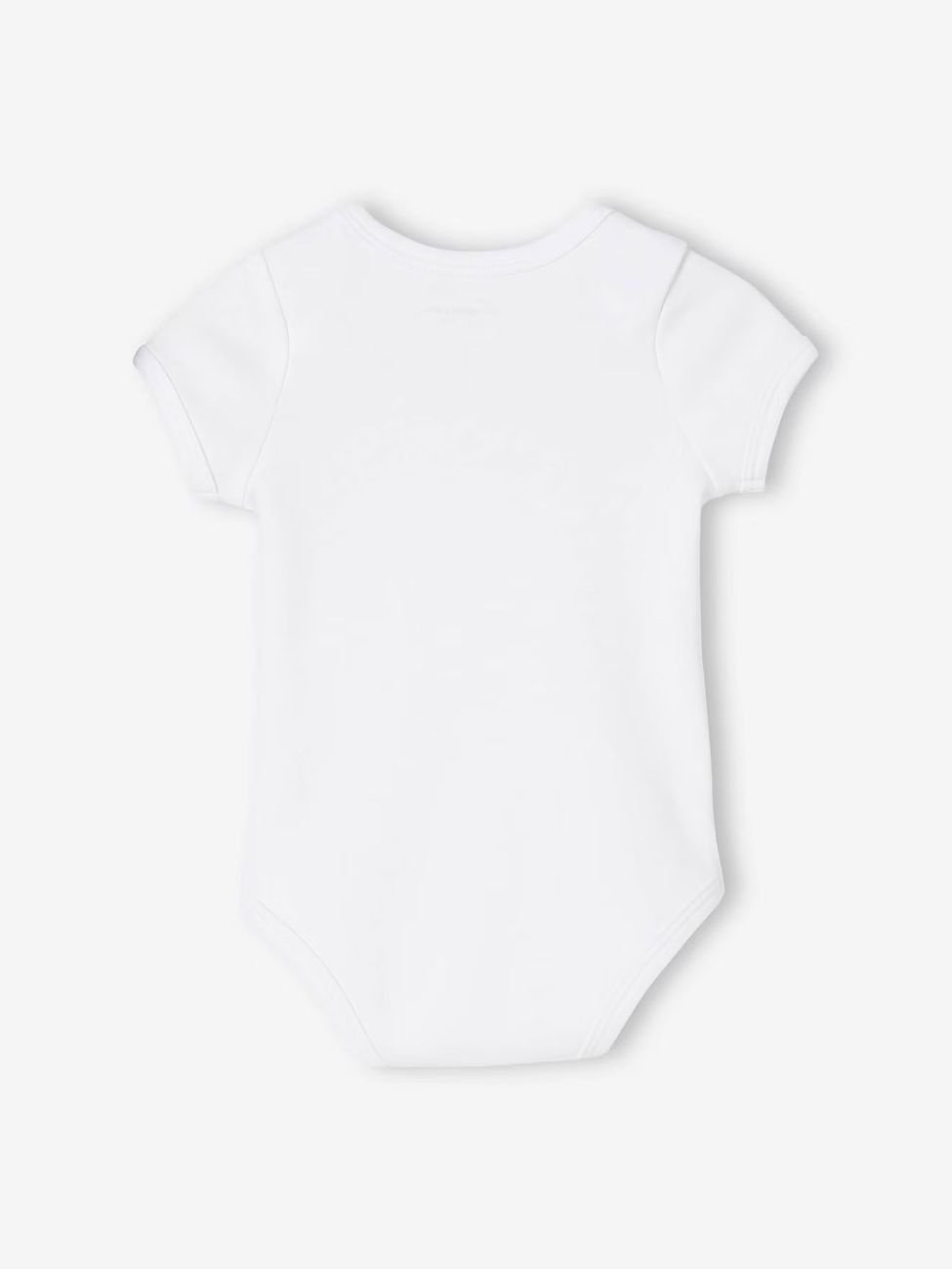 Lot de 5 bodies en interlock bébé manches courtes ouverture US BASICS lot blanc (Vertbaudet) - Image 2