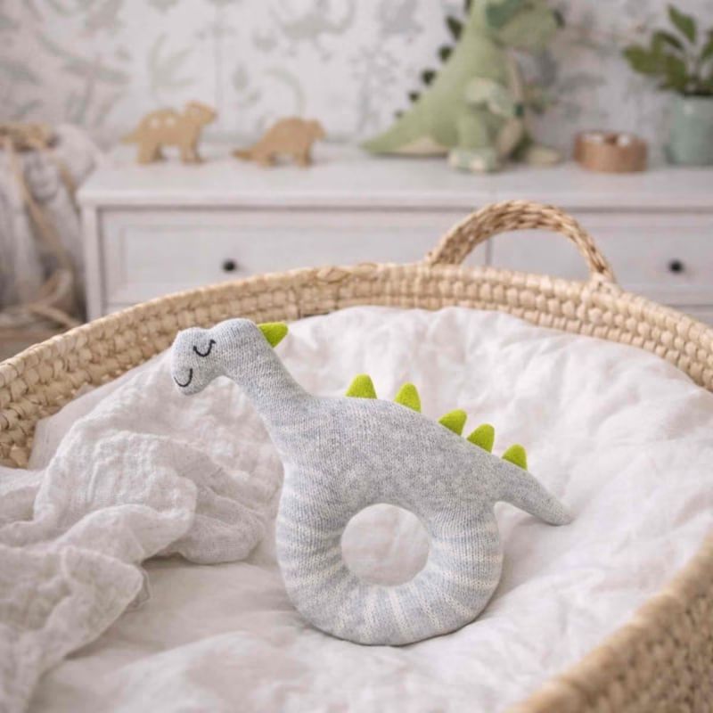 Hochet bébé coton tricoté dinosaure (Sevira Kids) - Image 3