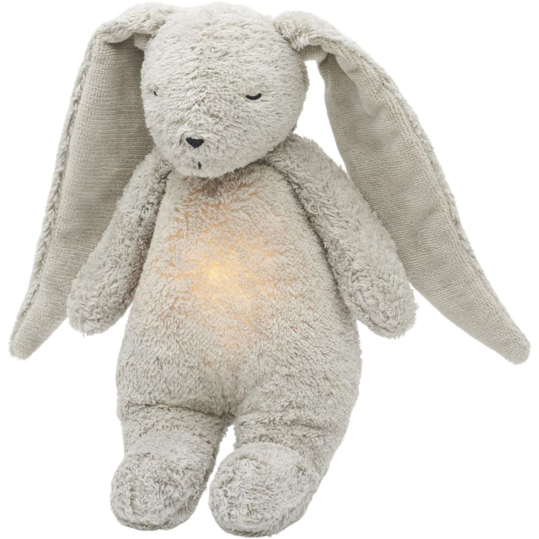 Peluche veilleuse lapin nature bio avec sons & lumières gris 2.0 (Moonie) - Image 1