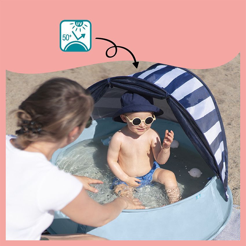 Nid 3-en-1 Aquani aire de jeux et piscine anti-UV - Marinière - Rayures (Babymoov) - Image 4