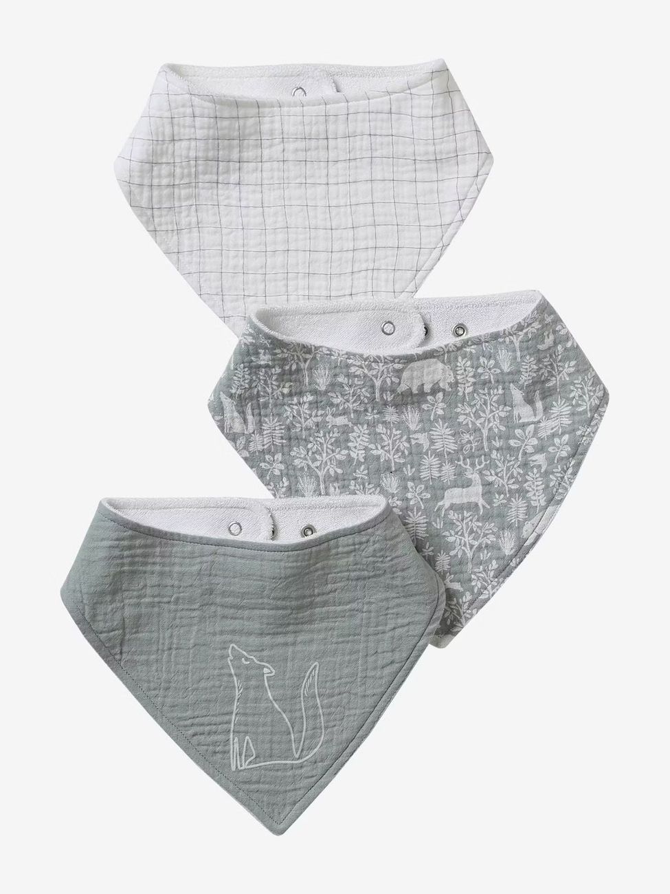 Lot 3 bavoirs bandanas en gaze de coton dans les bois (Vertbaudet) - Couverture