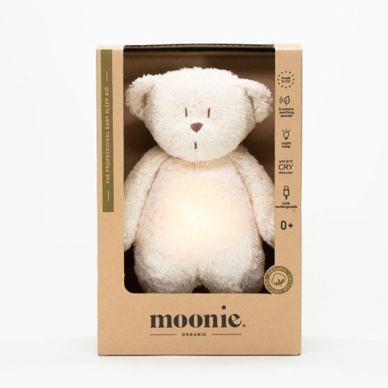 Moonie - Peluche veilleuse musicale et lumineuse nature bio ourson Blanc polaire (Nanny Care) - Image 1