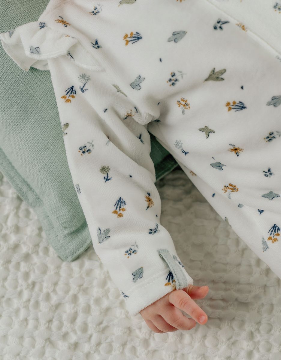 Pyjama bébé en velours blanc imprimé oiseau (Noukie's) - Image 4