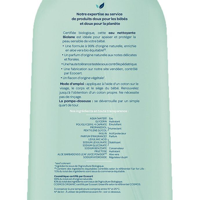 Eau Nettoyante Biologique - 500 ml (Biolane) - Image 3