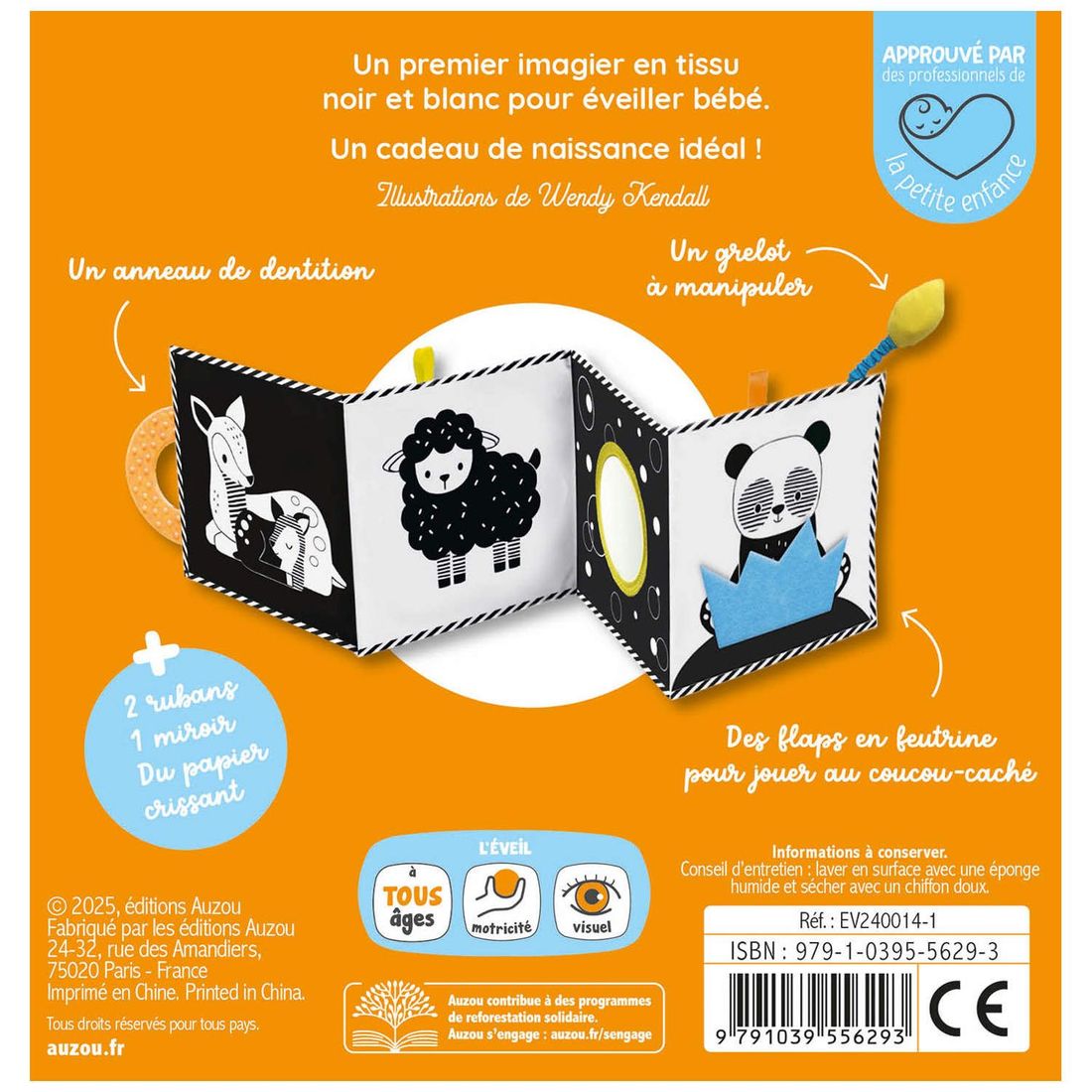 Mon tout premier livre en tissu en noir et blanc (Auzou Editions) - Image 1