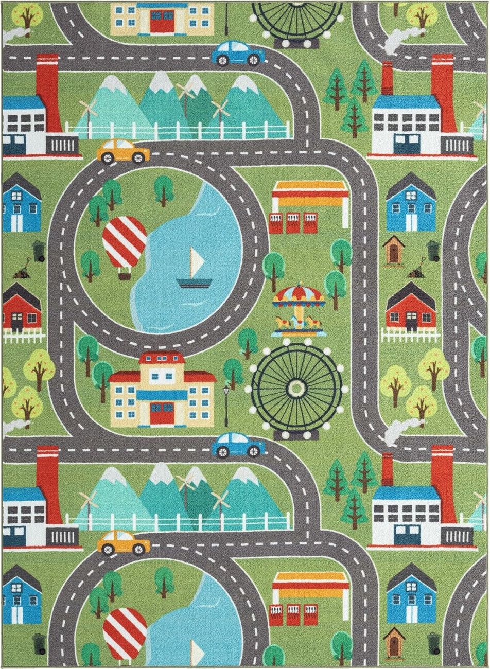 Tapis enfant moderne football, vert, 100 x 200 cm (The carpet) - Image 1