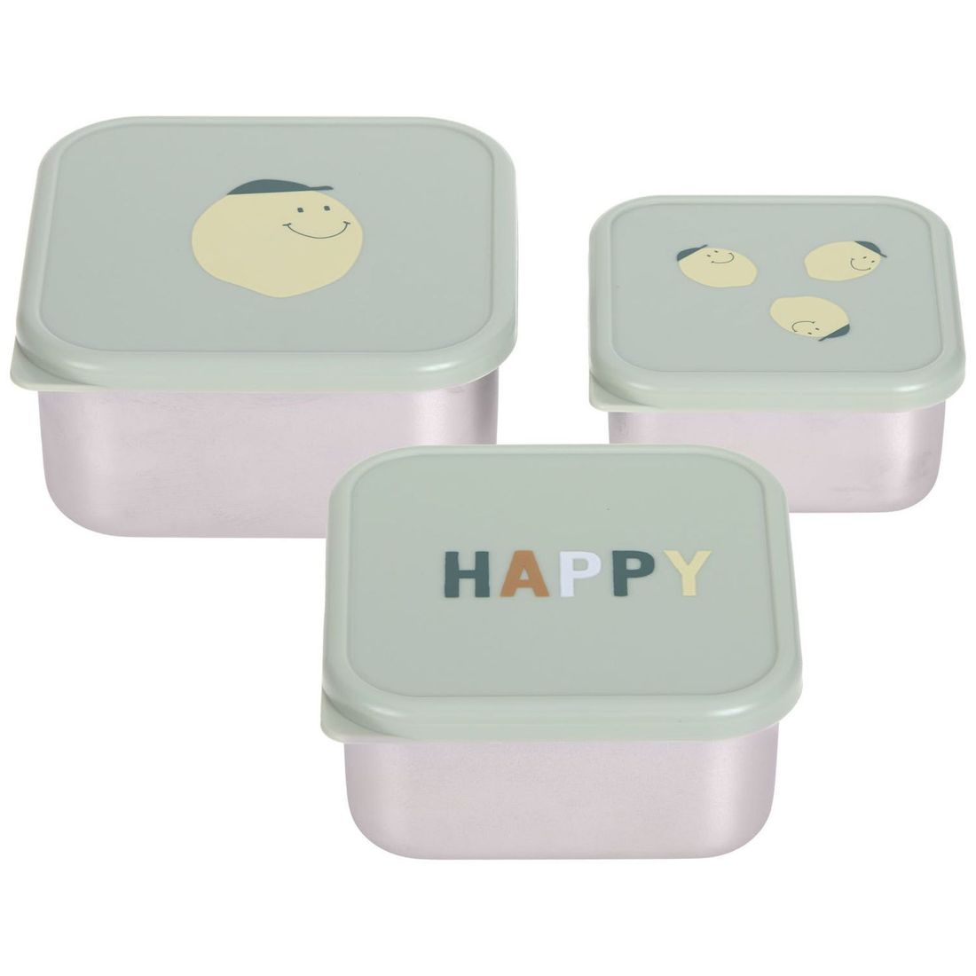 Lot de 3 boîtes à goûter inox Happy Fruits Citron (0,5 L) (Lassig) - Couverture