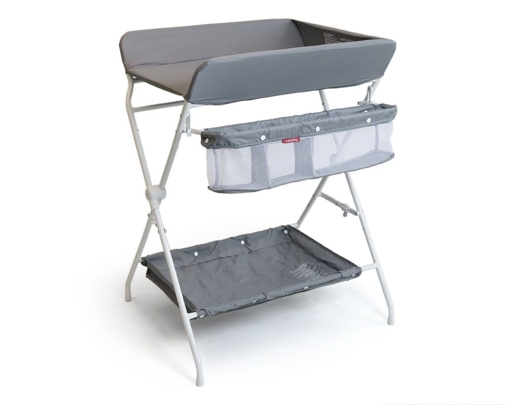 Table à langer pliante en acier - blanc et gris (Webaby) - Couverture