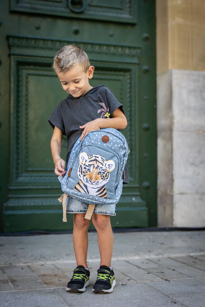Sac à dos tigre aquarelle bleu – Sac enfant crèche et maternelle - Waldy & Co (Les Aquarelles de Marlène) - Image 3