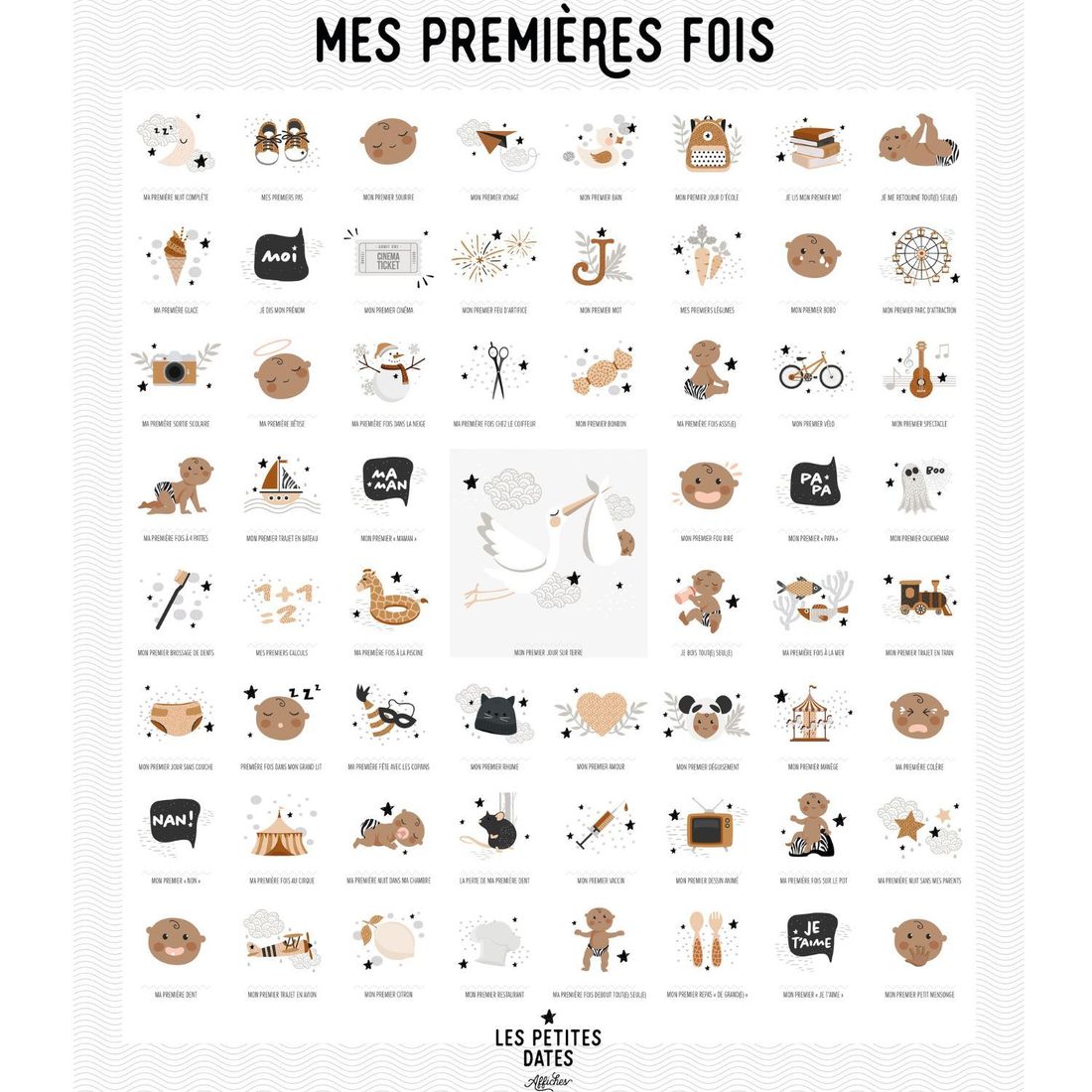 Affiche Mes Premières Fois Peau foncée Maman et Papa (40x50 cm) (Les Petites Dates) - Image 5