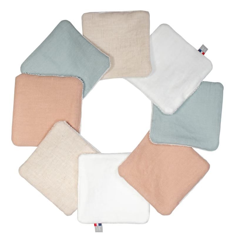Lingettes bébé lavables en lin 8 pièces (Sevira Kids) - Image 1