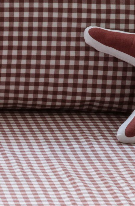 Drap housse bébé Percale Coton Bio Vichy Vichy Sienne Percale c (Kadolis) - Image 5