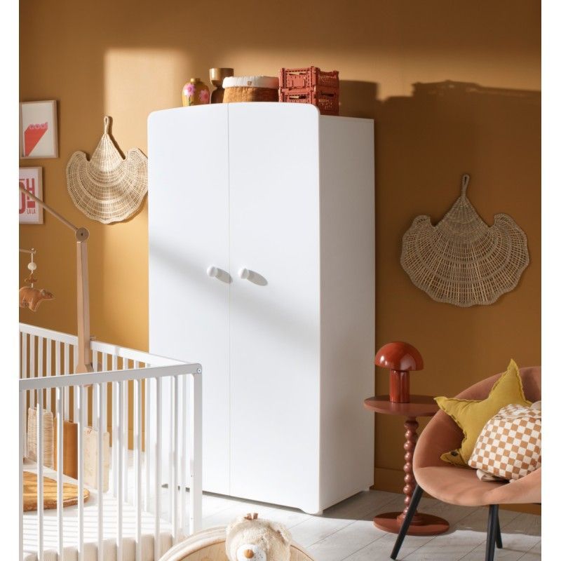 Armoire 2 portes bouton boule Blanc Basic (Sauthon) - Image 1