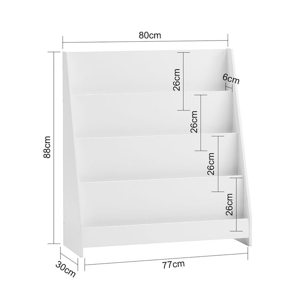 Bibliothèque enfant Montessori blanche à 4 niveaux ouverts, 88 cm (SoBuy) - Image 2