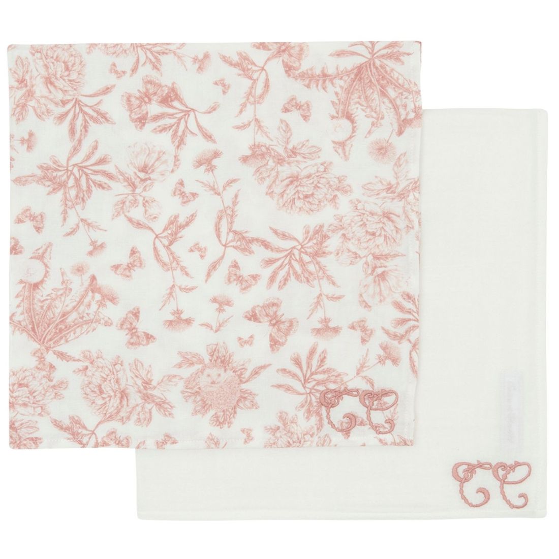 Set de 2 langes Toile de Jouy rose (70 x 70 cm) (Tartine et Chocolat) - Couverture