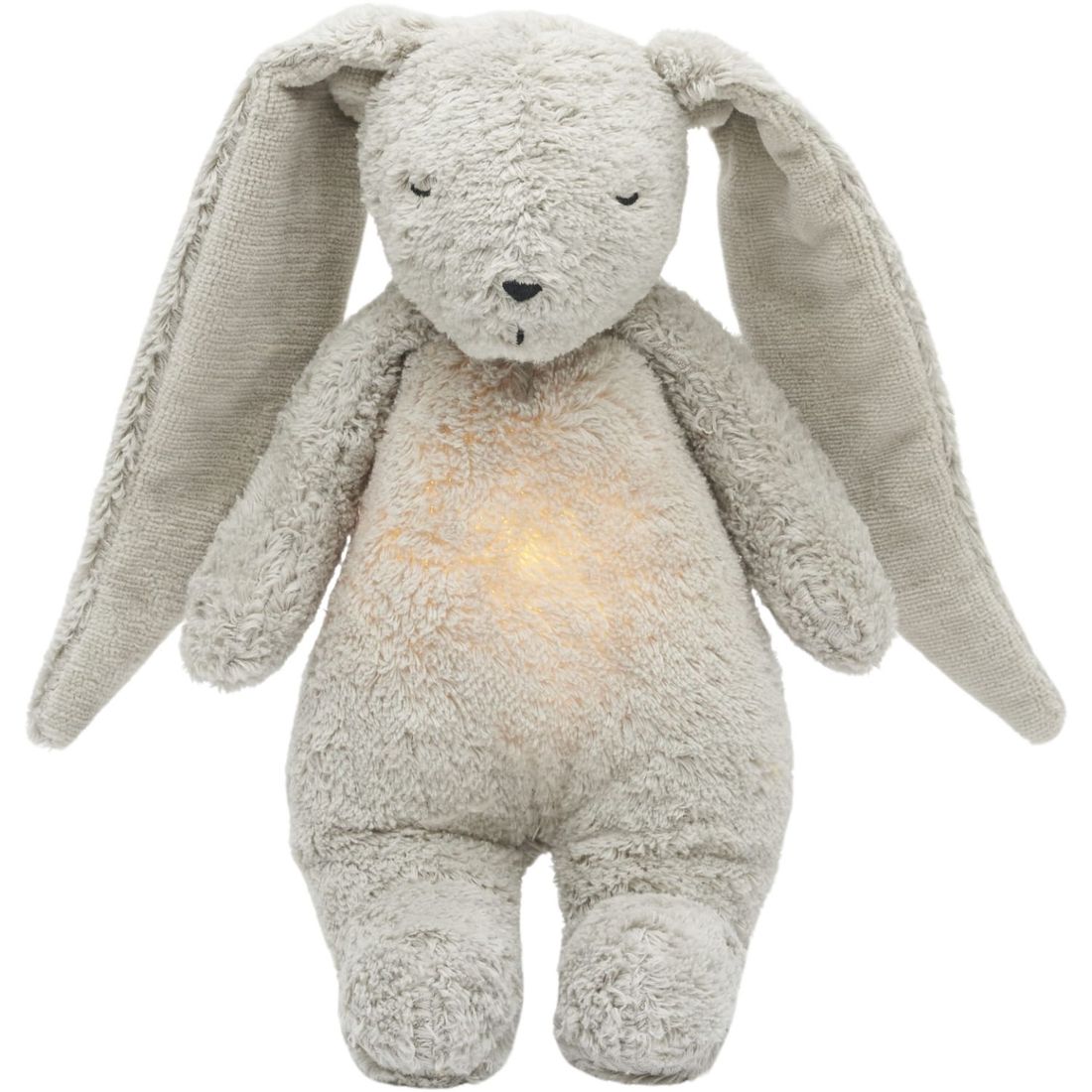 Peluche veilleuse lapin nature bio avec sons & lumières gris 2.0 (Moonie) - Couverture