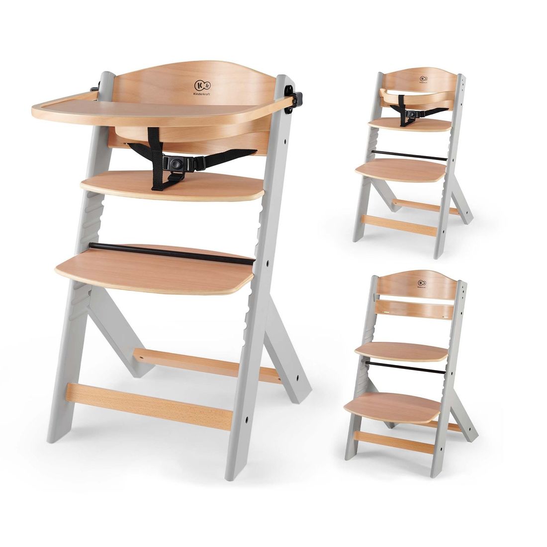Chaise haute ENOCK bois gris (Kinderkraft) - Image 2