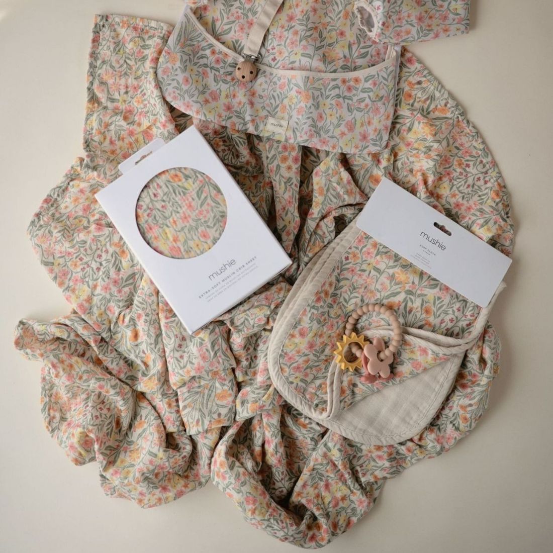 Maxi lange en coton Pastel Blooms (120 x 120 cm) (Mushie) - Image 5