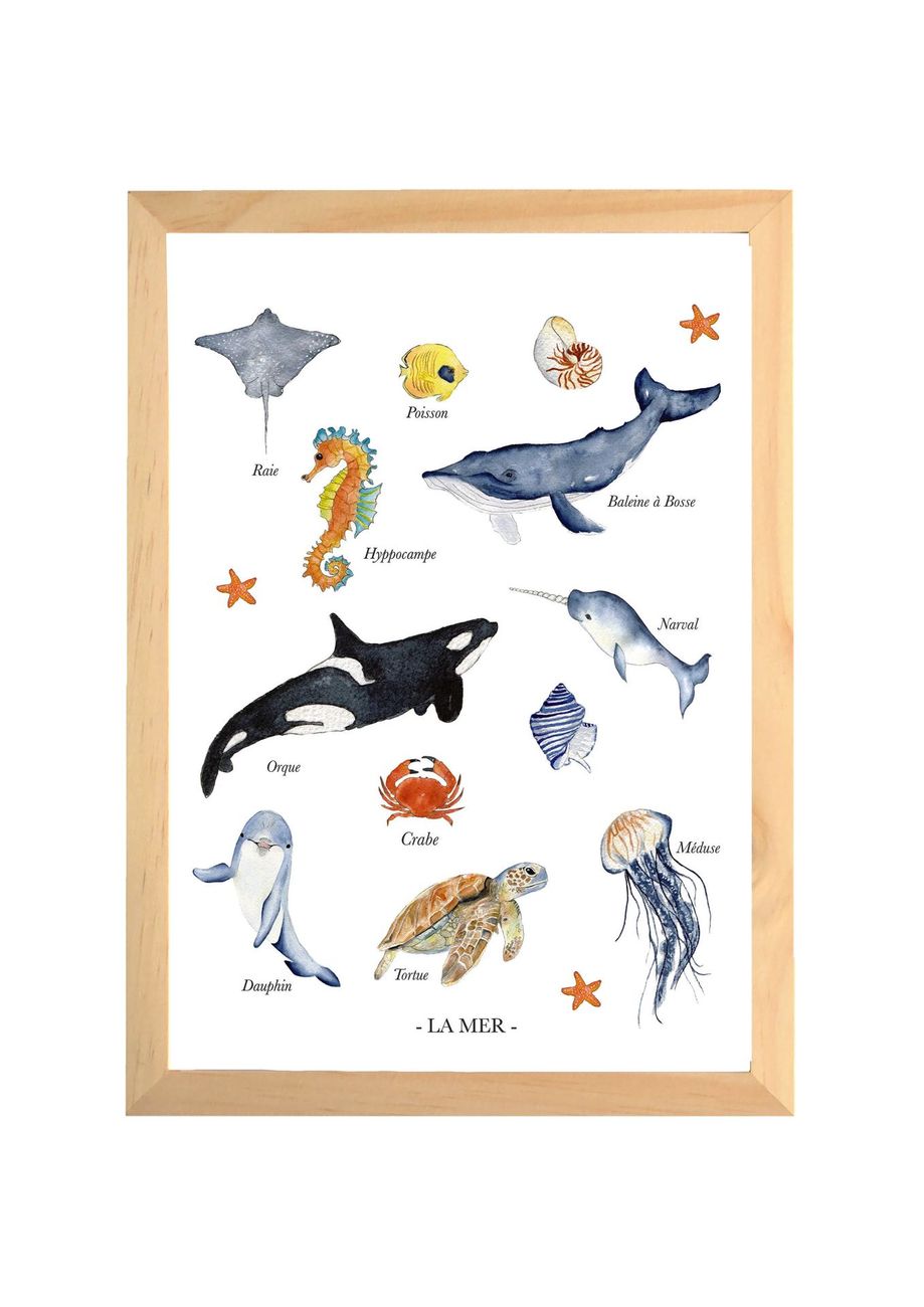 Affiche La Mer aquarelle, poster océan pour chambre bébé et enfant (Les Aquarelles de Marlène) - Image 1