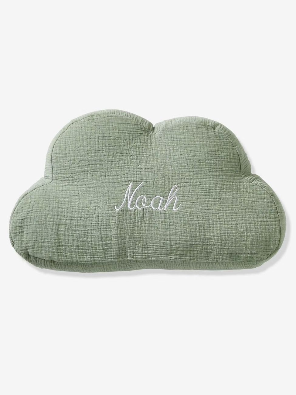Coussin nuage en gaze de coton personnalisable vert sauge (Vertbaudet) - Couverture