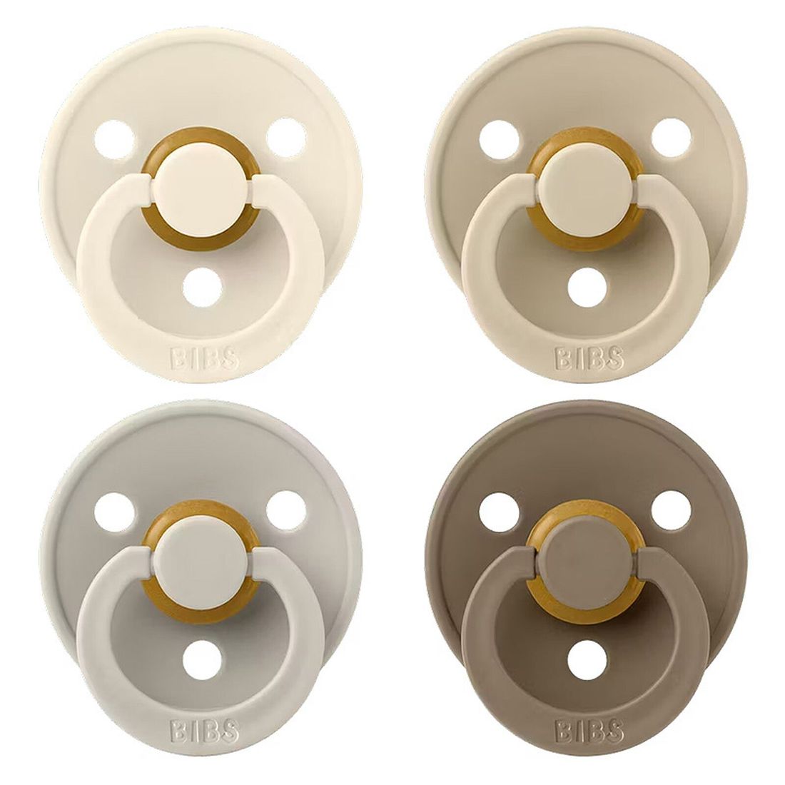 Lot de 4 Sucettes Rondes Colour Ivory Sand Vanilla & Dark Oak - 6/18 Mois (Bibs) - Couverture