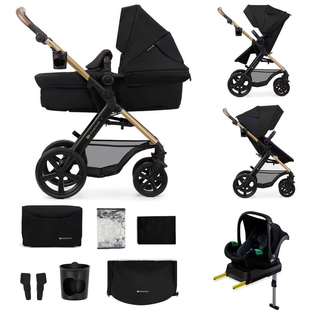 Poussette Moov 2 4 En 1 Avec Siège 2 En 1 Transformable, Mink Pro I-size, Travel System Et Roues Eva Noir (Kinderkraft) - Couverture