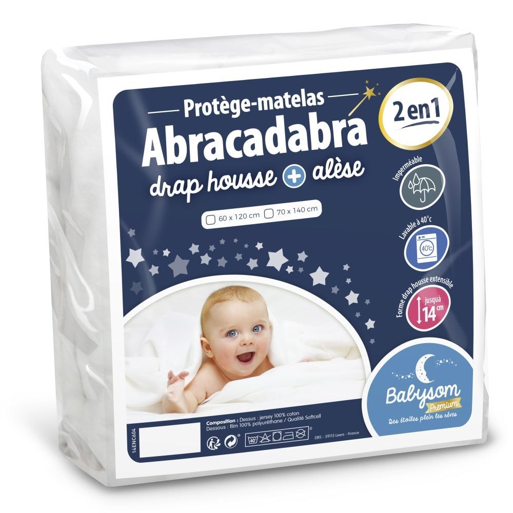 Drap housse bébé et alèse imperméable 60x120 (babysom) - Image 1