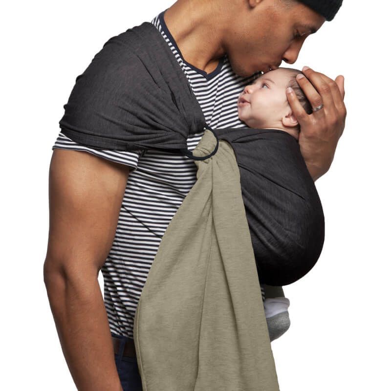Petite Echarpe Sans Noeud - Anthracite, Olive (reversible) | Porte-bébé sling (Love Radius) - Image 3