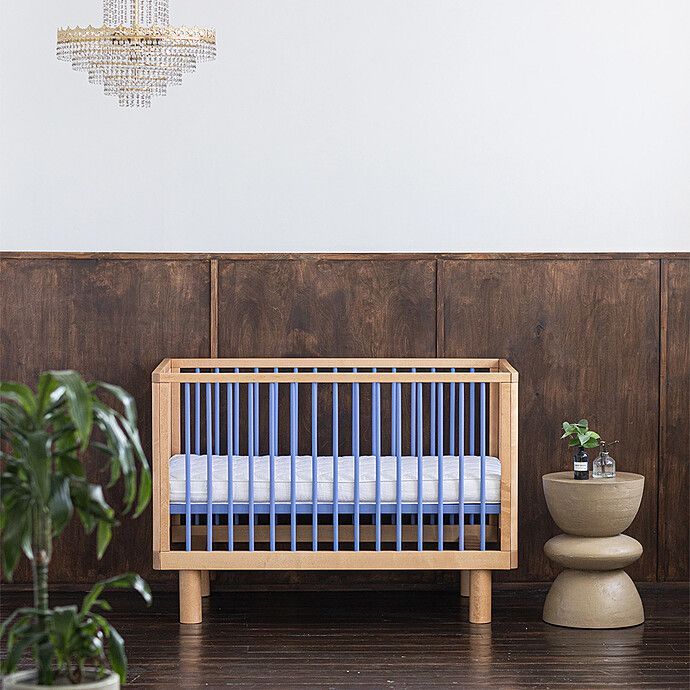 Lit Bébé Evolutif Nox Bois Naturel et Bleu - 60 x 120 cm (Karl & Fric) - Image 1