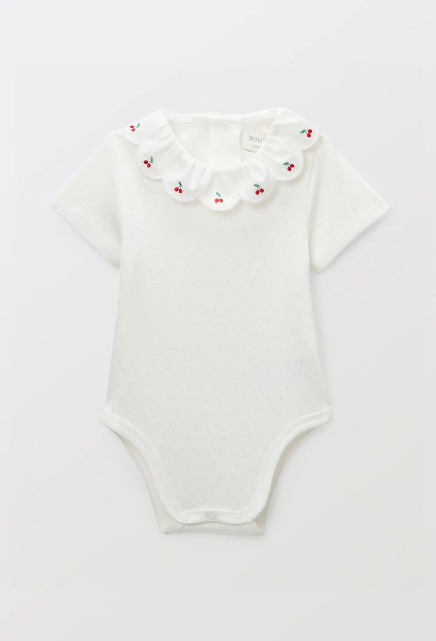 Body pointelle à col brodé en coton BIO GOTS (Monoprix) - Couverture